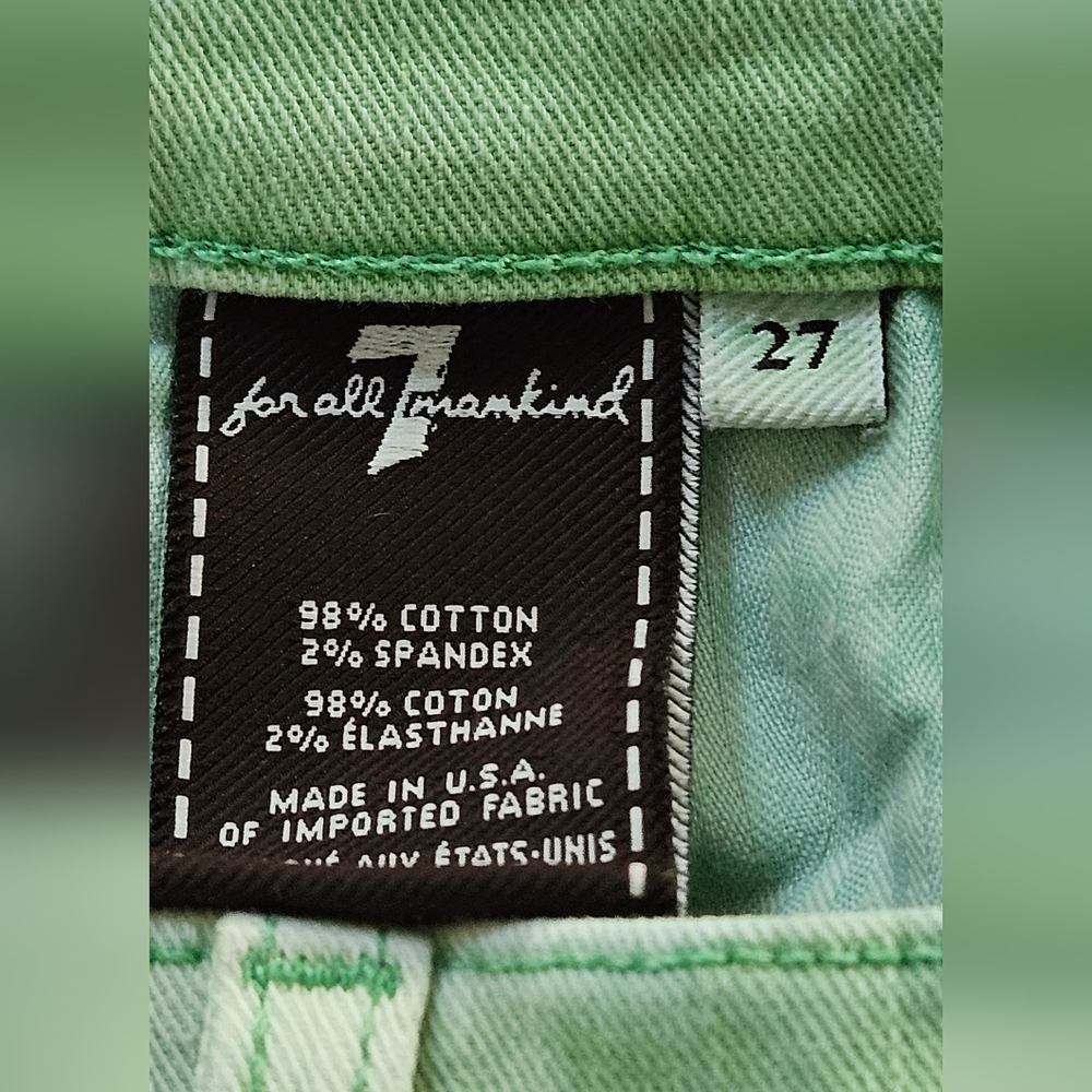 7 for all Mankind Green Acid Wash Skinny Jeans Size 27 - Picture 4 of 5